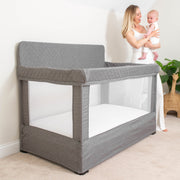 Baby Delight Lunaire Full Size Mesh Baby Crib and Playard with GOTS Certified Organic Cotton Fabric, Breathable Mesh Walls, Tool-Free Assembly, Organic Sage