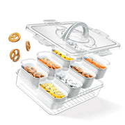 Cook With Color 8-Compartment Snack Box with Lids and Handle, Dishwasher Safe, White