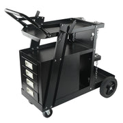 KFFKFF Welding Cart, Dual-Level 4-Compartment, 265 lb Load Capacity, 360 Rotating Wheels, Cylinder Storage with Safety Chains, WT-78-A