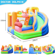 Doctor Dolphin Inflatable Bounce House with Slide Jumping Bouncer for Kids Outdoor and Indoor