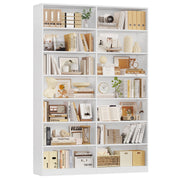 Hiphuta 84 in Tall Double Wide 7-Tier Bookcase with 14 Cubes, Reinforced Shelves, Waterproof White Finish, 700 lb Capacity, Contemporary Style, 1067497