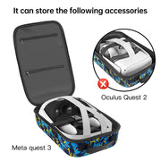 Binsuca Hard Carrying Case for Oculus Quest 3 Accessories, Clear Shock-Resistant Shell with Pre-Cut Tray, PU Hand Strap