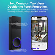 Wyze WVDB-DUO-BL Wireless Duo Cam Video Doorbell, Battery Powered, 2K Full HD Video, 2 Cameras