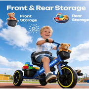 JoyStone 2-in-1 Toddler Tricycle with Push and Pedal Modes, Adjustable Seat and Handlebar, LED Lights, Storage Basket, Blue, 5247547808