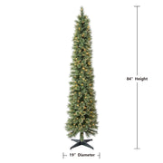 Holiday Time 7' Pre-Lit Shelton Cashmere Pencil Fir Green Artificial Christmas Tree with Warm White LED Lights