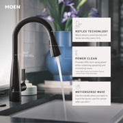 Moen Haelyn MotionSense Wave Touchless Single-Handle Pull-Down Kitchen Faucet, Power Clean Spray, Polished Chrome, High Arc Spout, 87627EWC