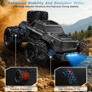 AUOSHI 1613 1:16 Brushless Remote Control Car, 40+ MPH Off-Road RC Truck, 4WD All-Terrain, Dual Batteries, LED Lights, Waterproof, Full Metal Drive Shaft, Black
