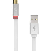Scosche EZFLWT Reversible Micro USB Charge and Sync Cable with LED, 3 ft, White