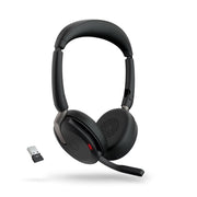 Jabra Evolve2 65 Flex Wireless Stereo Headset with Active Noise Cancellation, ClearVoice Microphones, USB-C, Bluetooth, On-Ear, Teams Certified, Black, 26699-999-899-01