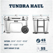YETI Tundra Haul Wheeled Hard Cooler, Permafrost Insulation, Black Forest Green, 82 Can Capacity, 10060450004