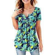 Fancyglim Women's Plus Size Tunic Top, V Neck Henley, Cold Shoulder, Navy Blue, 4XL