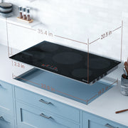 Rangaire 36 Inch Induction Cooktop, 5 HyperHeat Burners, Smooth Glass Ceramic Surface, Slide Touch Controls, 10900W, Child Lock, RCI361S