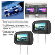 Qiilu 2pcs 7 in Wireless Control Adjustable Headrest LCD Video Monitor MP5 Display, Black