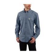 Carhartt Loose Fit Midweight Chambray Long-Sleeve Shirt for Men - Denim Blue Chambray - M