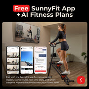 Sunny Health & Fitness Smart Foldable Stair Climber with Balance-Assist Cords, Adjustable Step Range, LCD Monitor, Bluetooth App Compatible, Dark Gray, SF-S025005