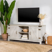 Woven Paths WM58BDSDST Modern Farmhouse Barn Door TV Stand for TVs up to 65