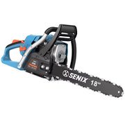 Senix 49cc 4-Cycle Gas Chainsaw, 18-Inch Oregon Bar and Chain, Trimming Branches Engine