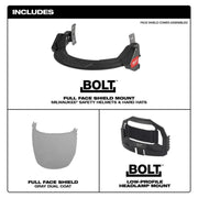 Milwaukee 48-73-1425 Bolt Full Face Shield - Gray Dual Coat Lens (Compatible with Safety Helmets & Hard Hats)