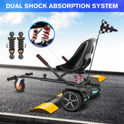 Magic Hover Self Balancing Scooter Go Kart Seat Attachment with Adjustable Frame, Double Shock Absorption, 360 Rotating Off-Road Wheel, Black, HK2