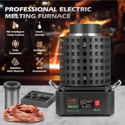 Naipo 5KG Smelting Furnace Kit, 2500W Electric Metal Furnace, 1200C Max Temperature, Grooved Graphite Crucible, Ingot Mold for Melting Gold Silver Copper Aluminum, RR-J2
