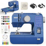 BCOOSS Mechanical Sewing Machine, Portable with 28 Built-In Stitches, Blue, Compact Design with Extension Table and Accessory Kit