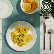 Corelle Brands Knox 18-Piece Dinnerware Set, Triple-Layer Vitrelle Glass, Sage-Grey Geometric Pattern, Service for 6