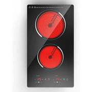 VBGK 47-ZL7P-E54MM Electric Cooktop 2 Burners 12 inch 2000W Plug in Electric Burner Countertop and Built-in Hot Plate for Cooking