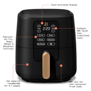 Beautiful 19038 6 Quart Touchscreen Air Fryer, Black Sesame by Drew Barrymore