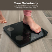 WyzeCam Wyze Scale S Digital Bathroom Scale, Body Composition Analyzer with Bluetooth Sync, Measures Weight, Body Fat, BMI, Muscle Mass, Heart Rate, Black