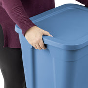 Sterilite 18 Gallon Plastic Storage Bin with Snap-On Lid, Stackable, Blue, 8 Pack