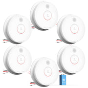 SITERWELL Hardwired Interconnected Photoelectric Smoke Detector w/9V Backup Battery, Audible Fire Alarm, White