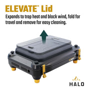 Halo Getaway 2-Zone Portable Gas Griddle with Elevate Lid, 282 Sq In Cooking Surface, Dual-Zone Heat Control, Black
