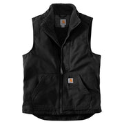 Carhartt Loose-Fit Washed Duck Sherpa-Lined Mock-Neck Vest for Men - Black - MT