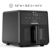 Chefman RJ38-9TW-WM TurboFry Air Fryer, 9-Quart Capacity, 450F Max Temp, 6 Cooking Functions, Black