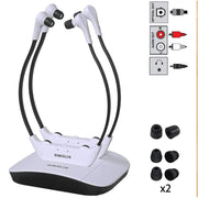 SIMOLIO SM-824D2 Dual Wireless Headphones for TV Watching with Spare Battery for Seniors, Tone and Balance Control