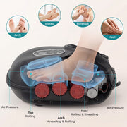 Gianna Foot Massager Machine, Deep Tissue Shiatsu Kneading with Heat Therapy, Adjustable Intensity, Fits Up to Size 13, Black