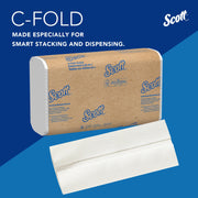 Kimberly-Clark Scott Essential C-Fold Paper Towels, Single-Ply, Built-in Absorbency Pockets, White, 10.13 x 13.15 in, 200 Sheets per Pack, 12 Packs