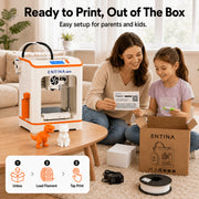 Entina Tina2C 3D Printer, Compact Mini FDM, 9-Point Auto Leveling, Quiet Operation, Orange