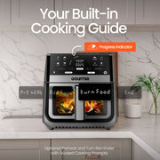 Gourmia GAF836GRY 8-Quart Digital Window Air Fryer, 8 One-Touch Cooking Functions, FryForce 360 Technology, Gray