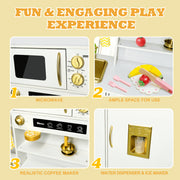 IYofe TTCMF008WE Wooden Pretend Play Kitchen Set, Extra-Large Interactive Toy with Realistic Sounds, Pull-Down Oven, Removable Silver Sink, 18 Accessories, White