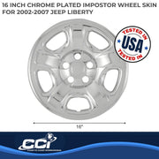 Coast To Coast International Chrome 16 Inch 5 Raised Dimpled Spoke Snap-On Wheel Covers Set of 4 for Jeep Liberty 16x7 5-Lug Steel Wheels IWCIMP/40X