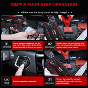 Soulor CY20 Car Jump Starter, 3000A Peak Current, 8000mAh Lithium Battery, Portable Power Bank with Dual USB Fast Charging and Emergency LED Light