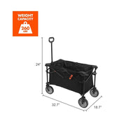 Ozark Trail Multi-Purpose Big Bucket Utility Wagon, Foldable with Telescoping Handle, Heavy-Duty 7-Inch PVC Wheels, Black