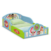 CoComelon BB81536CM-1224 Sleep & Play Toddler Bed with Built-In Guardrails by Delta Children, Blue/Multi
