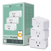 Merkury Smart Wi-Fi Plug, 3-Pack, 15 Amp, White, Compatible with Alexa and Google Assistant