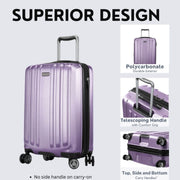 Ricardo Beverly Hills 567-20-536-4WB Kentfield Hardside Carry-on Luggage, Expandable, 360 Dual Spinner Wheels, Silver Lilac, 20 in