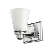 Hinkley Lighting Avon One Light Bath Wall Sconce, Polished Chrome, Etched Opal Glass Shade, GU24 Base, Reversible Mounting, Damp Location Compatible, 5550CM-GU24