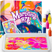 Joyfy 60122-WM Marbling Painting Art & Craft Kit for Kids, Complete Set with Gold Metallic Paint, Design Tray, Drying Rack, Greeting Cards and Bookmarks