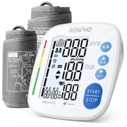 RENPHO Blood Pressure Monitor, Upper Arm, Two Extra Large Adjustable Cuffs 9-17in & 16-21in, LCD Display, Dual User Memory with 199 Readings Each, White, TMB-2287-K