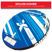Airhead Hydro-X 3 Person Nylon Towable Tube, Tapered Gusset Design, Multicolor, Max Load 510 lb, WTT322BL